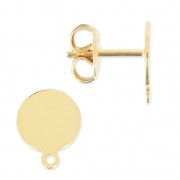 Pendientes con trasera disco 8 mm Dorado con oro fino x2|raw }}