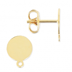 Pendientes con trasera disco 8 mm Dorado con oro fino x2