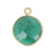 Colgante 12mm engaste Plata 925 Chapado Oro/Dyed Emerald