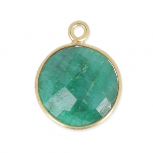 Colgante 12mm engaste Plata 925 Chapado Oro/Dyed Emerald