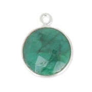 Colgante 12mm engaste Plata 925  / Dyed Emerald|raw }}
