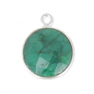 Colgante 12mm engaste Plata 925  / Dyed Emerald