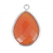 Colgante gota 13x17mm engaste Plata 925 imitación Cornalina x1|raw }}