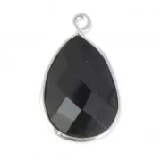 Colgante gota 13x17mm engaste Plata 925  / Black Onyx x1
