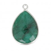 Colgante gota 13x17mm engaste Plata 925  /Dyed Emerald x1|raw }}