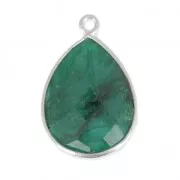 Colgante gota 13x17mm engaste Plata 925  /Dyed Emerald x1