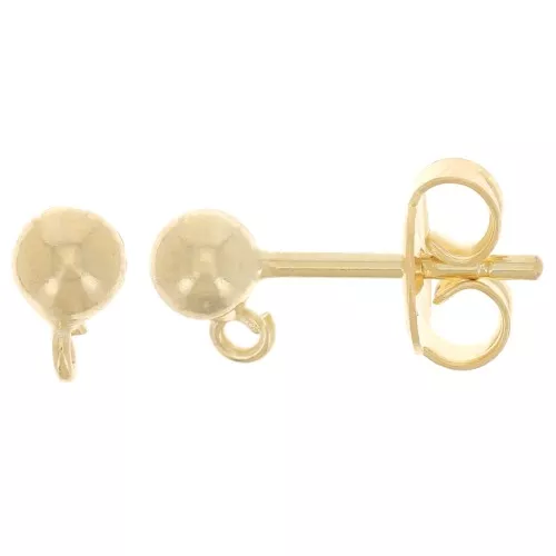 Pendientes con trasera boule 4mm Dorado con oro fino x2