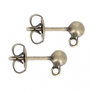 Pendientes con trasera boule 4mm bronce antiguo x2
