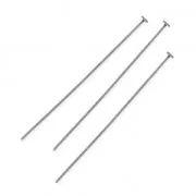 Bastón cabeza de alfiler   50 x 0,8  mm flexible plateado antiguo x10