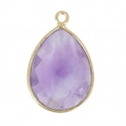 Colgante gota 13x17mm engaste Plata 925 Chapado Oro / Ametista x1|raw }}
