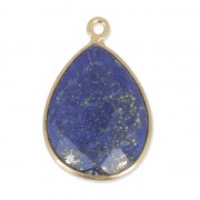 Colgante gota 13x17mm engaste Plata 925 Chapado Oro / Lapis x1