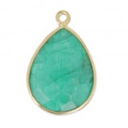Colgante gota 13x17mm engaste Plata 925 Chapado Oro  /Dyed Emerald x1|raw }}