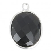 Colgante piedra facetada 11 x 13 mm engaste Plata 925  / Black onyx x1|raw }}