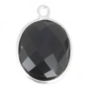 Colgante piedra facetada 11 x 13 mm engaste Plata 925  / Black onyx x1