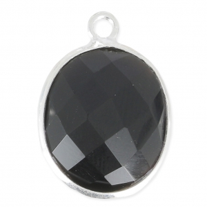 Colgante piedra facetada 11 x 13 mm engaste Plata 925  / Black onyx x1