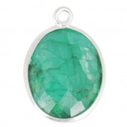 Colgante piedra facetada 11 x 13 mm engaste Plata 925  / Dyed Emerald|raw }}