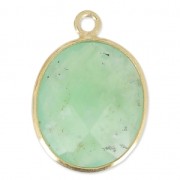 Colgante piedra facetada 11 x 13 mm engaste Plata 925 Chapado Oro / Chrysoprase  x1|raw }}
