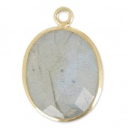 Colgante piedra facetada 11 x 13 mm engaste Plata 925 Chapado Oro / Labradorite x1|raw }}