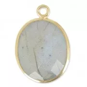 Colgante piedra facetada 11 x 13 mm engaste Plata 925 Chapado Oro / Labradorite x1