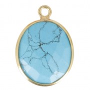 Colgante piedra facetada 11 x 13 mm engaste Plata 925 Chapado Oro / imitación Turquesax1