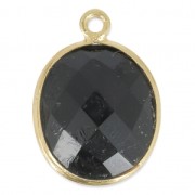 Colgante piedra facetada 11x13 mm engaste Plata 925 Chapado Oro / Black Onyx x1|raw }}