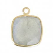 Colgante cuadrado facetado 11 mm engaste Plata 925 Chapado Oro / Labradorite x1|raw }}