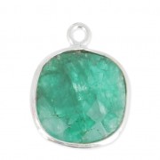 Colgante cuadrado facetado 11 mm engaste Plata 925  / Dyed Emerald x1|raw }}