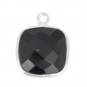 Colgante cuadrado facetado 11 mm engaste Plata 925  / Black Onyx x1|raw }}