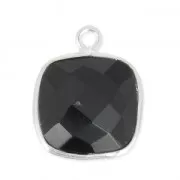 Colgante cuadrado facetado 11 mm engaste Plata 925 / Black Onyx x1