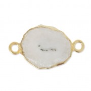 Separador Druzy Cuarzo  2 anillos 12 mm Plata 925 Chapado oro x1|raw }}