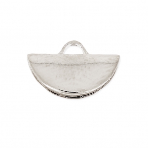 Terminal para cintas y cordones media luna 10.5 x 6.5 mm chapado en plata fina x1