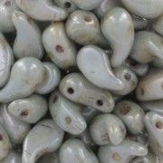 Cuentas de vidrio checa 2 agujeros Zoliduo® Left 5x8mm Verde Gris Marbré x20|raw }}