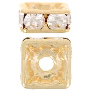 Perla rondel Strass cuadrado  8 mm dorado/Crystal  x1|raw }}