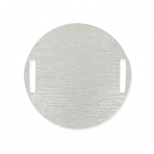 Entrepieza disco redondo incurvado y texturado 29 mm chapado en plata fina x1