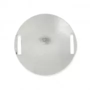 Entrepieza disco redondo incurvado y texturado 29 mm chapado en plata fina x1