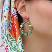 Perla rondel Strass 10 mm dorado/Light Rose x1