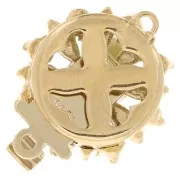 Cierre de clip redondo motivo flor con cuenta nacarada y strass 15 mm dorado x1