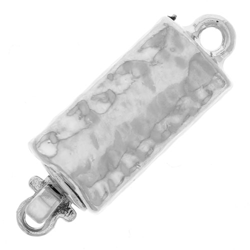 Cierre de clip rectángulo martillado 6X18 mm - rodio x1