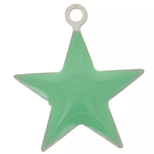 Dije estrellas de metal y resina epoxi 15 mm Mint x 10