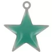 Dije estrellas de metal y resina epoxi 15 mm verde esmeralda x 10