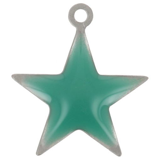 Dije estrellas de metal y resina epoxi 15 mm verde esmeralda x 10