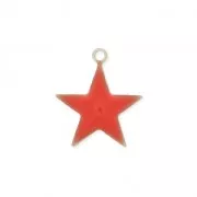 Dijes de estrella de metal y resina epoxi 15 mm - Rojo oscuro x10