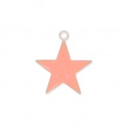 Dije estrellas de metal y resina epoxi 15 mm Rosa coral x 10