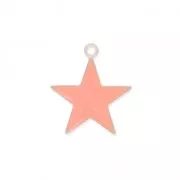 Dije estrellas de metal y resina epoxi 15 mm Rosa coral x 10