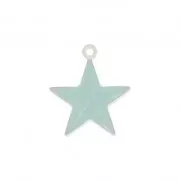 Dije estrellas de metal y resina epoxi 15 mm Agua verde x 10