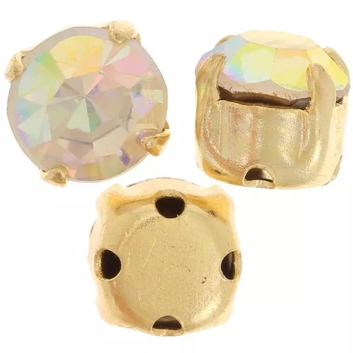 Chatón monté 4 mm dorado Crystal AB x10