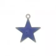 Dije estrellas de metal y resina epoxi 15 mm Azul oscuro x 10