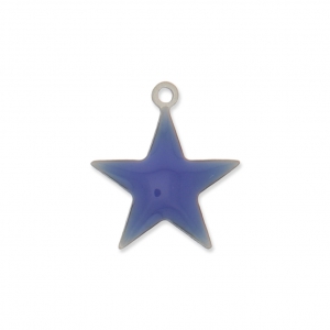 Dije estrellas de metal y resina epoxi 15 mm Azul oscuro x 10