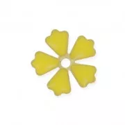 Dije flor de metal y resina epoxi 15 mm Amarillo/Dorado x 5