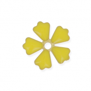 Dije flor de metal y resina epoxi 15 mm Amarillo/Dorado x 5